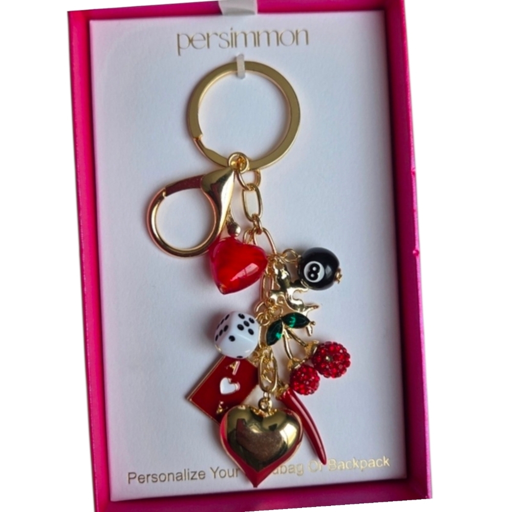 ♥️▪️Persimmon▪️Embellished Keychain Bag Charm with playful charms